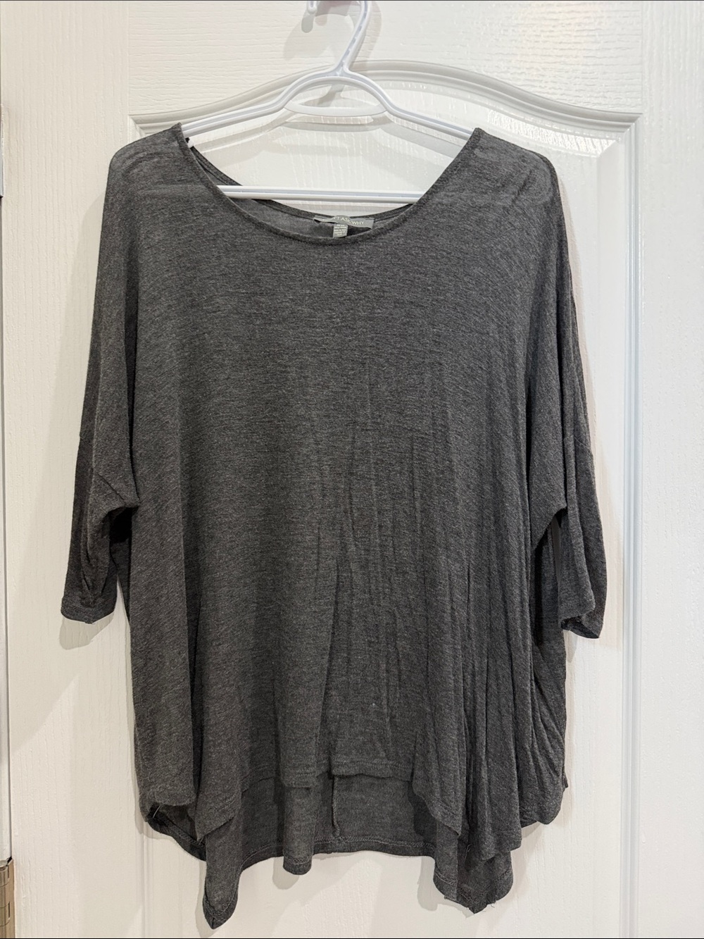 Don’t ask why Relaxed Scoop Neck Top in Charcoal Gray short sleeve ONE SIZE